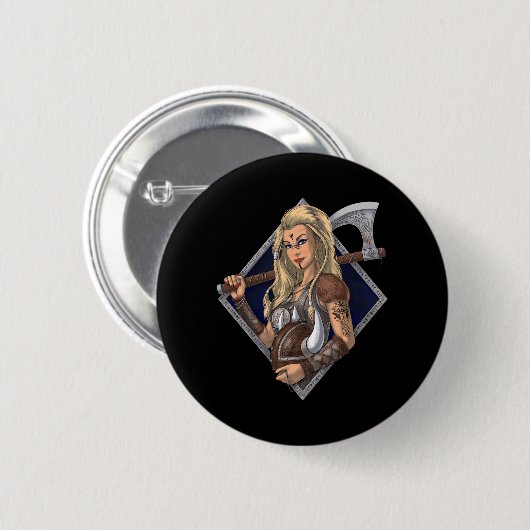 Badge Rond 5 Cm Viking Warrior (Devant & derrière)