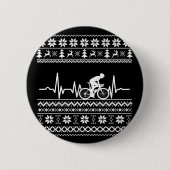 Badge Rond 5 Cm Vilain pull Joyeux Noël à vélo (Devant)