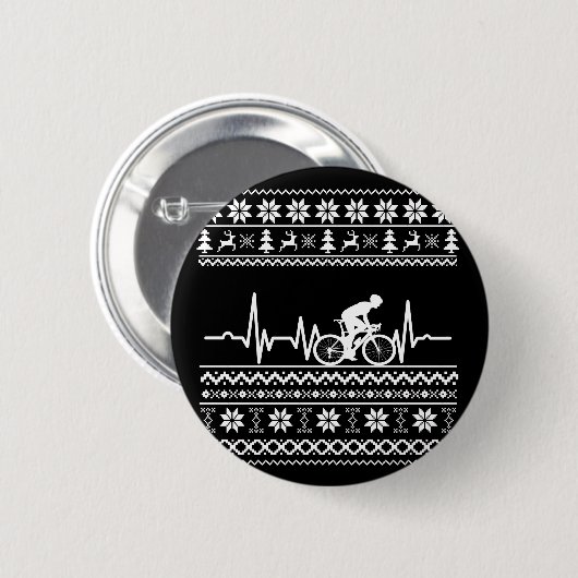 Badge Rond 5 Cm Vilain pull Joyeux Noël à vélo (Devant & derrière)
