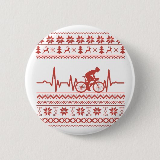 Badge Rond 5 Cm Vilain pull Joyeux Noël à vélo (Devant)