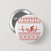 Badge Rond 5 Cm Vilain pull Joyeux Noël à vélo (Devant & derrière)