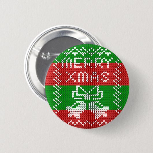 Badge Rond 5 Cm Vilain pull motif sonnettes Joyeux fils Xmas (Devant & derrière)