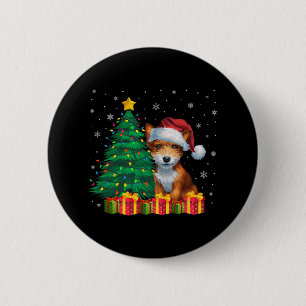 Badge Rond 5 Cm Vilain Toy Fox Terrier Santa Hat Les lumières de N