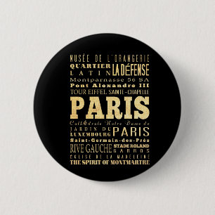 Badge Rond 5 Cm Ville de Paris d'art de typographie de la France