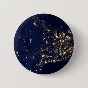 Badge Rond 5 Cm Ville Des États-Unis La Nuit.