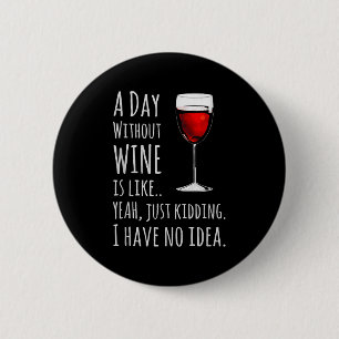 Badge Rond 5 Cm Vin Amusant S_ Une journée sans vin est comme just