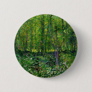 Badge Rond 5 Cm Vincent Van Gogh Arbres Et Sous-Croissance