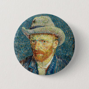 Badge Rond 5 Cm Vincent Van Gogh Autoportrait avec Grey Felt Casqu