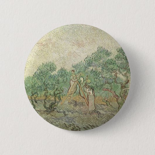 Badge Rond 5 Cm Vincent van Gogh - cueillette d'olives (Devant)