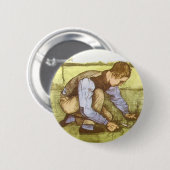 Badge Rond 5 Cm Vincent van Gogh - Garçon coupant l'herbe avec la  (Devant & derrière)