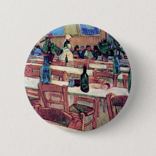 Badge Rond 5 Cm Vincent Van Gogh - Intérieur d'un restaurant