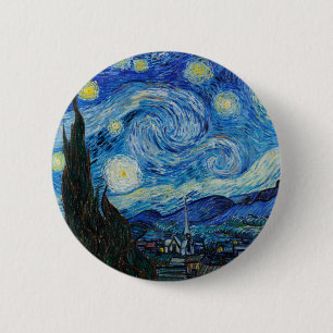 Badge Rond 5 Cm Vincent Van Gogh La Nuit étoilée