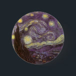 Badge Rond 5 Cm Vincent van Gogh - Nuit étoilée<br><div class="desc">Starry Night (1889) de Vincent van Gogh est un post impressionnisme vintage de peinture de paysage d'art. Vue sur une ville dans une vallée la nuit avec les nuages tourbillonnants, les étoiles brillant et une belle lune jaune dorée croissant. Il a été peint pendant la journée de mémoire et est...</div>