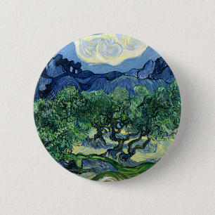 Badge Rond 5 Cm Vincent Van Gogh Oliviers Paysage Montagneux