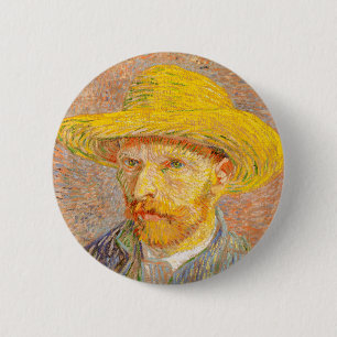 Badge Rond 5 Cm Vincent Van Gogh Self Portrait with Straw Hat Art