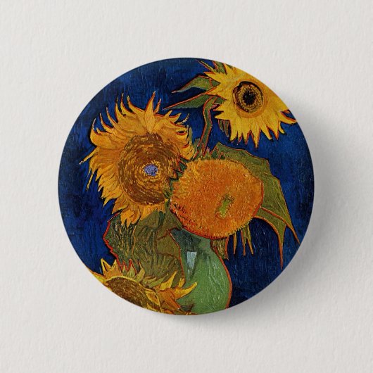 Badge Rond 5 Cm Vincent van Gogh Six Sunflowers GalleryHD (Devant)