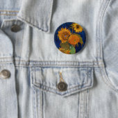 Badge Rond 5 Cm Vincent van Gogh Six Sunflowers GalleryHD (En situation)