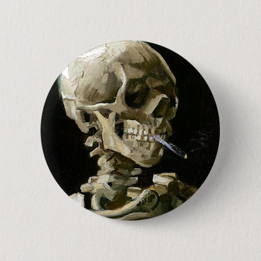 Badge Rond 5 Cm Vincent van Gogh Smoking Skeleton (Devant)