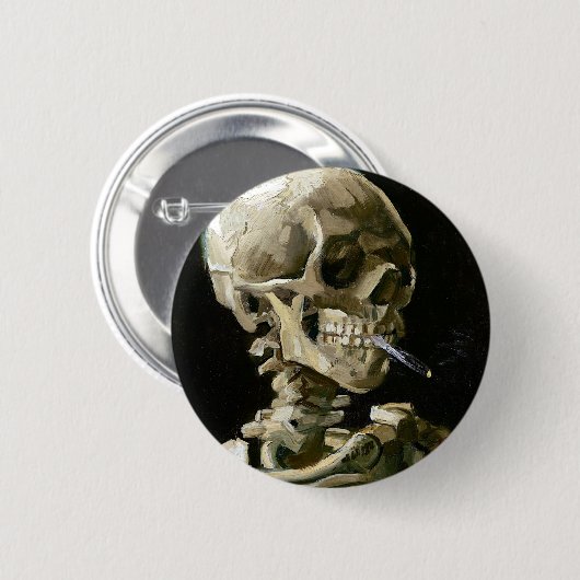 Badge Rond 5 Cm Vincent van Gogh Smoking Skeleton (Devant & derrière)