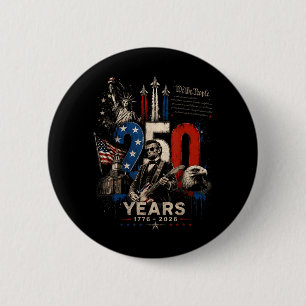 Badge Rond 5 Cm Vintage 16e Président Abe Lincoln Jouant de la Gui