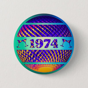 Badge Rond 5 Cm Vintage 1974 50e anniversaire cadeau