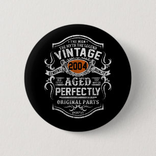 Badge Rond 5 Cm Vintage 2004 19e anniversaire Cadeau Hommes Femmes