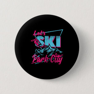 Badge Rond 5 Cm Vintage 80s 90s Ski Clothing Retro Park City Sk