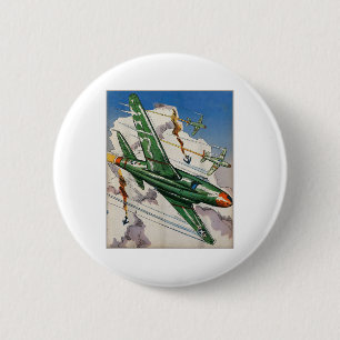 Badge Rond 5 Cm Vintage Air Force Us Jet Fighter Usa War Aviation