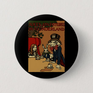 Badge Rond 5 Cm Vintage Alice Cover Mad Tea Party