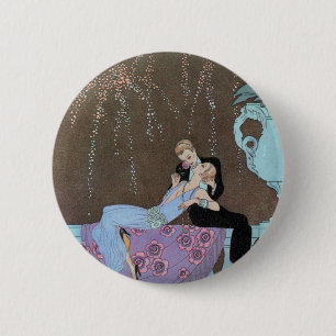 Badge Rond 5 Cm Vintage Art Deco Fireworks Le Feu, George Barbier