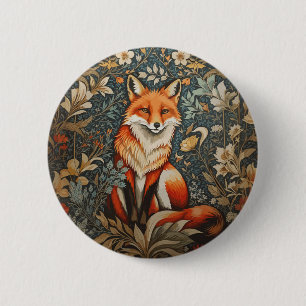 Badge Rond 5 Cm Vintage assis Fox William Morris Inspiré Floral
