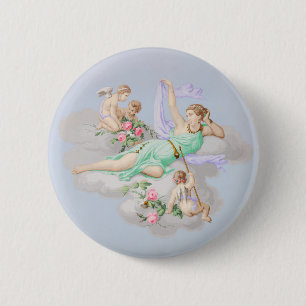 Badge Rond 5 Cm Vintage baroque Pastel Angels