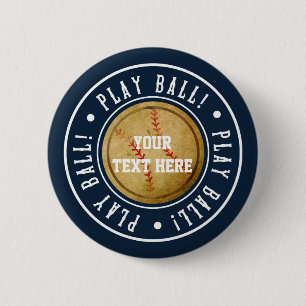 Badge Rond 5 Cm Vintage BASE-BALL Bleu FÊTE DE FOOTBALL Anniversai