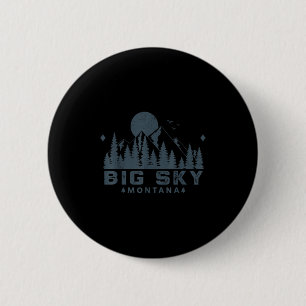 Badge Rond 5 Cm Vintage Big Sky Montana Mt Ski Mountain Outdoor Va