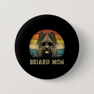 Badge Rond 5 Cm Vintage Briard Maman Amoureux de les chiens Fête d