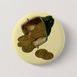 Badge Rond 5 Cm Vintage Business Finance, Gold Coin Money en bours