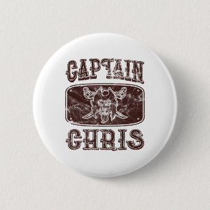 Badge Rond 5 Cm Vintage capitaine Chris Pirate personnalisé Ponton