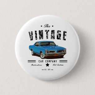 Badge Rond 5 Cm Vintage Car Company Blue GTO