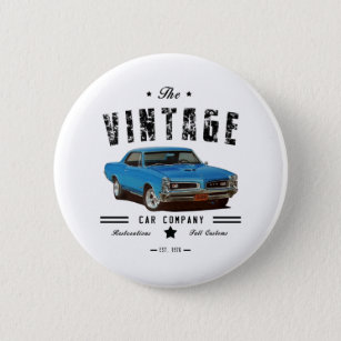 Badge Rond 5 Cm Vintage Car Company Blue GTO