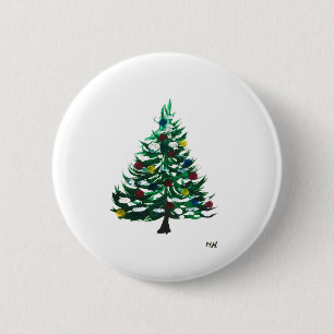 Badge Rond 5 Cm Vintage Christmas tree