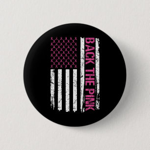 Badge Rond 5 Cm Vintage Ck Le Drapeau Rose Américain Cancer Du Sei