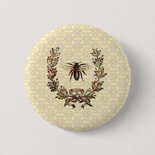 Badge Rond 5 Cm Vintage couronne d'abeilles (Devant)