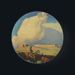 Badge Rond 5 Cm Vintage Cowboys, Open Range par Maynard Dixon<br><div class="desc">Open Range (1942) de Maynard Dixon est une peinture de paysage d'art vintage-américain de l'Ouest. Un éleveur de cow-boys à cheval sur les plaines du sud-ouest. Il élève ses vaches, ses taureaux et son bétail dans les Prairies. De grands nuages blancs remplissent le ciel au-dessus des champs agricoles ouverts et...</div>