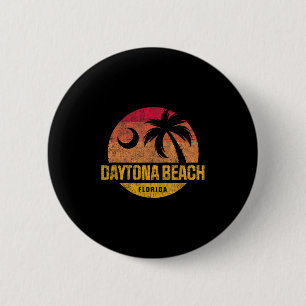 Badge Rond 5 Cm Vintage Daytona Beach Floride Palm Tree Sunset Vac