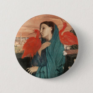 Badge Rond 5 Cm Vintage Edgar Degas Jeune Femme avec Ibis Art