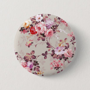 Badge Rond 5 Cm Vintage Elegant Rouge Rouge Violet Rose Motif