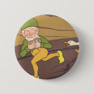 Badge Rond 5 Cm Vintage fable d'Ésope La poule aux œufs d'or
