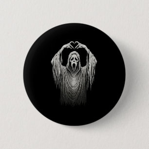 Badge Rond 5 Cm Vintage Fantôme Visage Coeur Panneau Mains Horreur