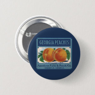 Badge Rond 5 Cm Vintage Fruit Crate Étiquette Art, Georgia Peaches