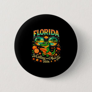 Badge Rond 5 Cm Vintage gator de Floride surfant sur une plage rét